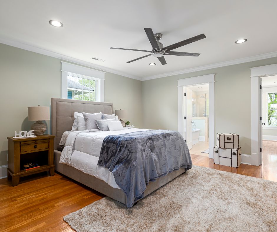 Modern ceiling fan installed in a Brisbane bedroom