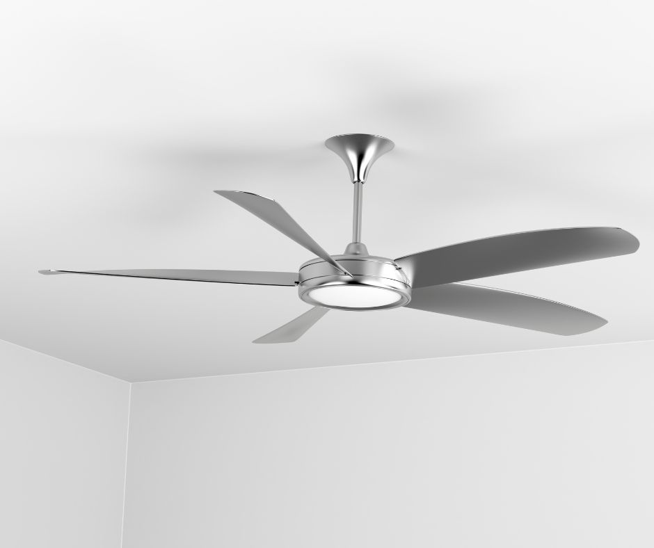 Modern five-blade ceiling fan with integrated light