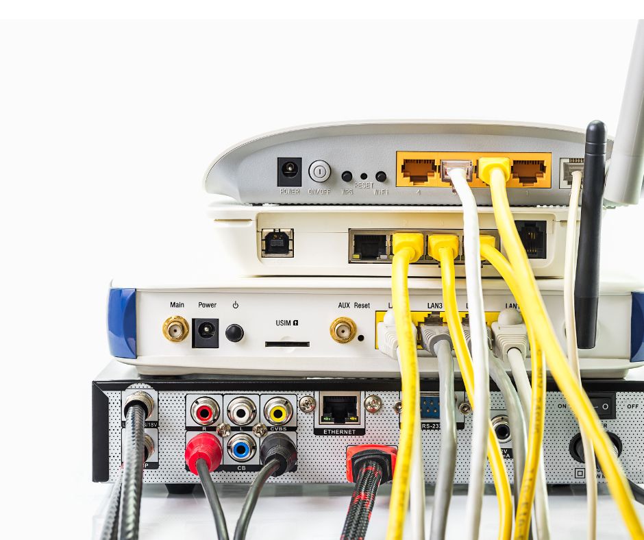 Network router and data cabling in a home office
