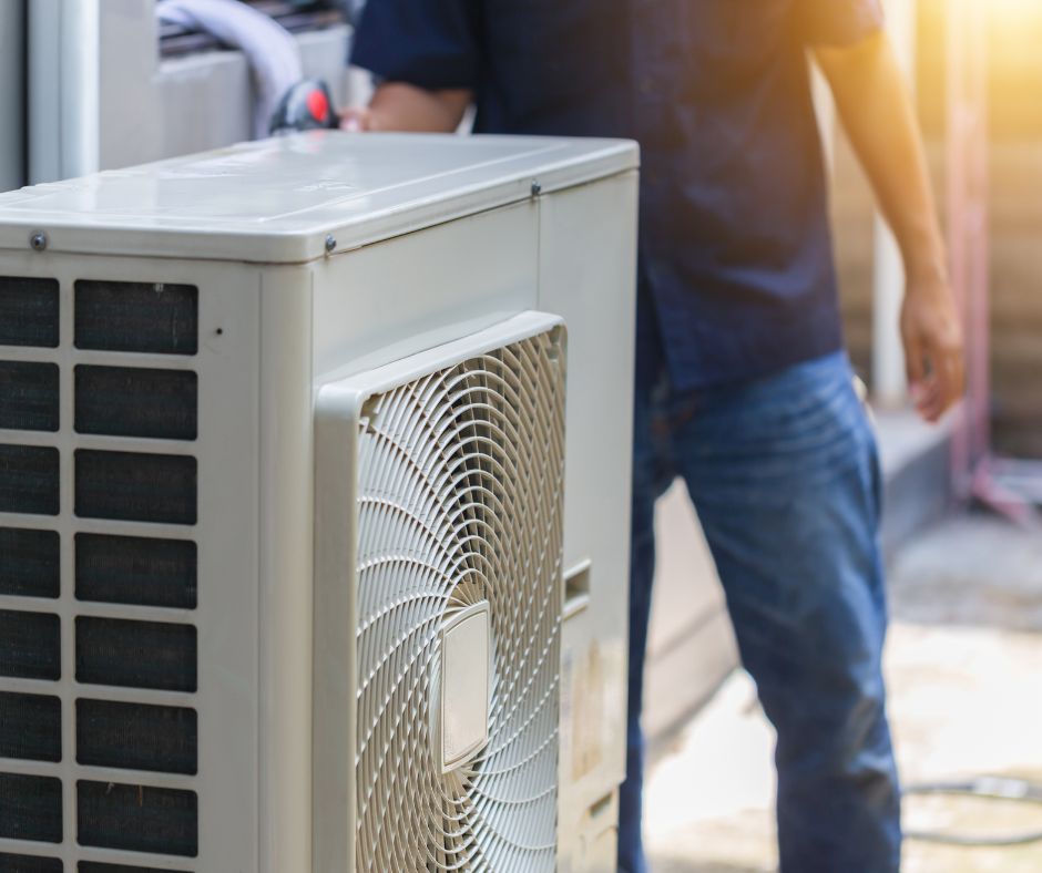 Air conditioning outdoor unit installed by Precision Electrical & Air
