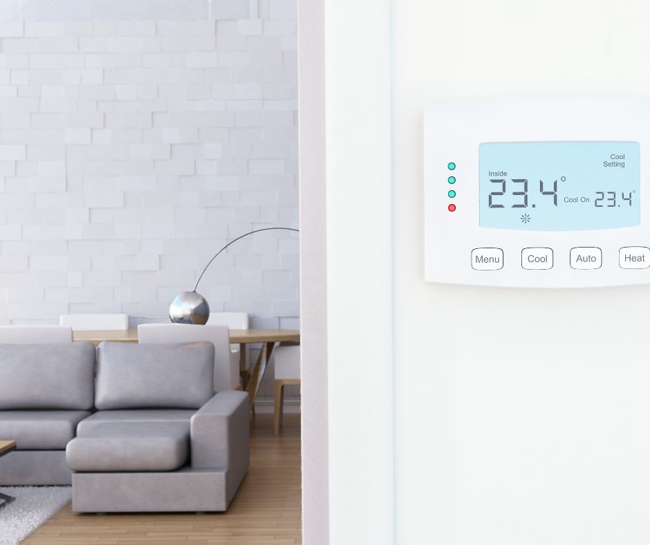 Wall thermostat in a modern home