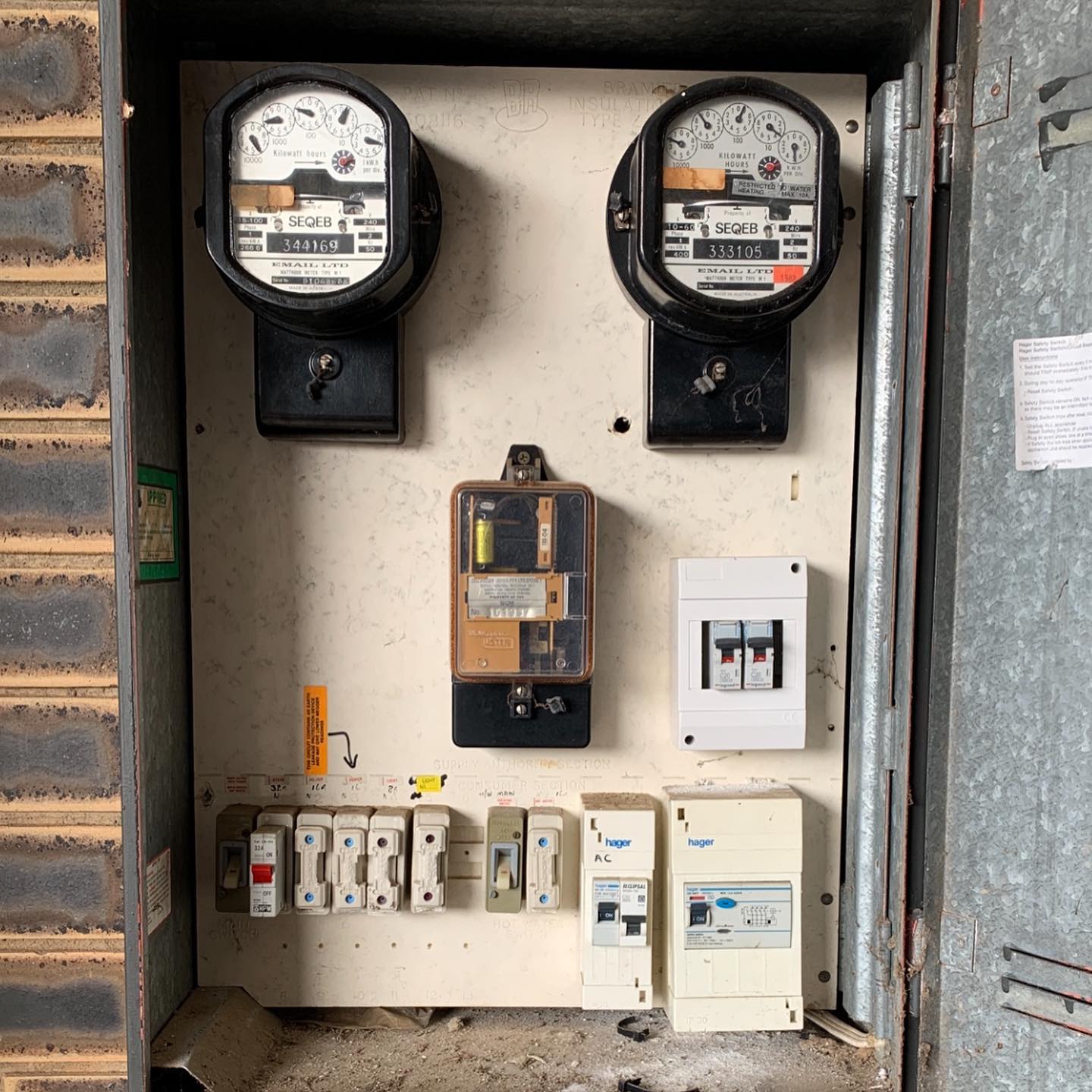 Old switchboard before an upgrade