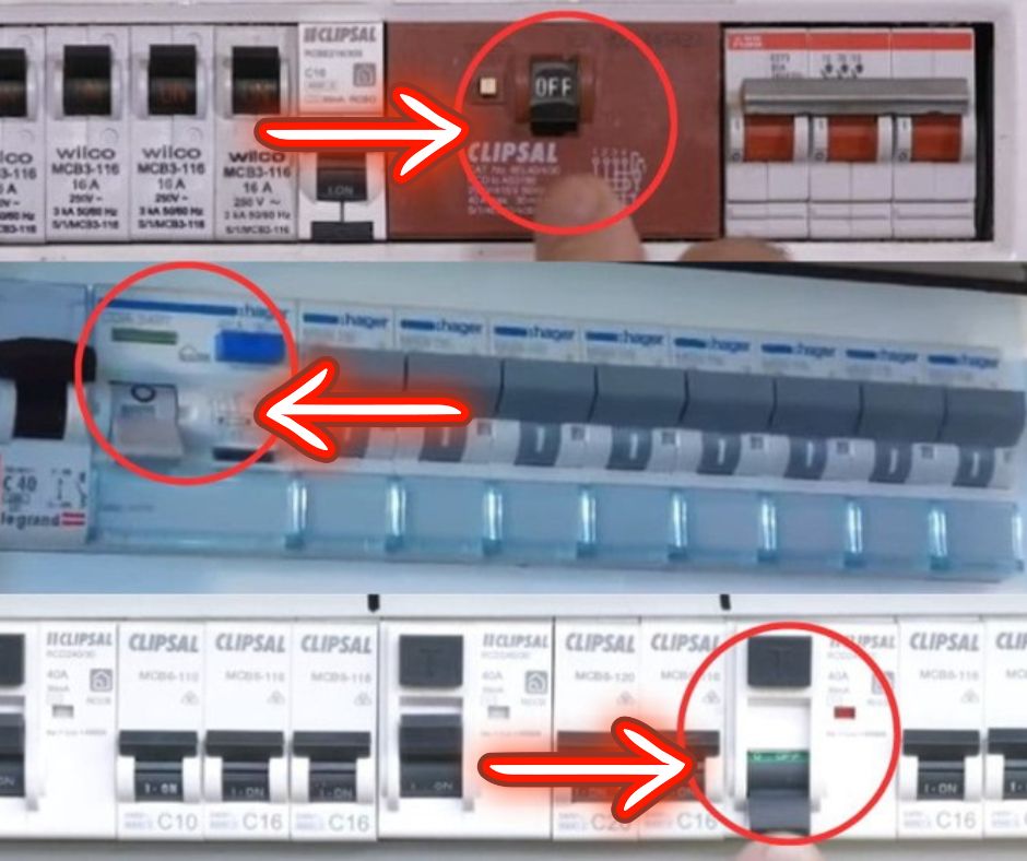 Labelled safety switches in a switchboard