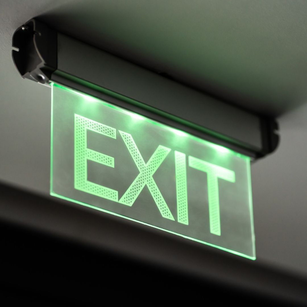 Green emergency exit light