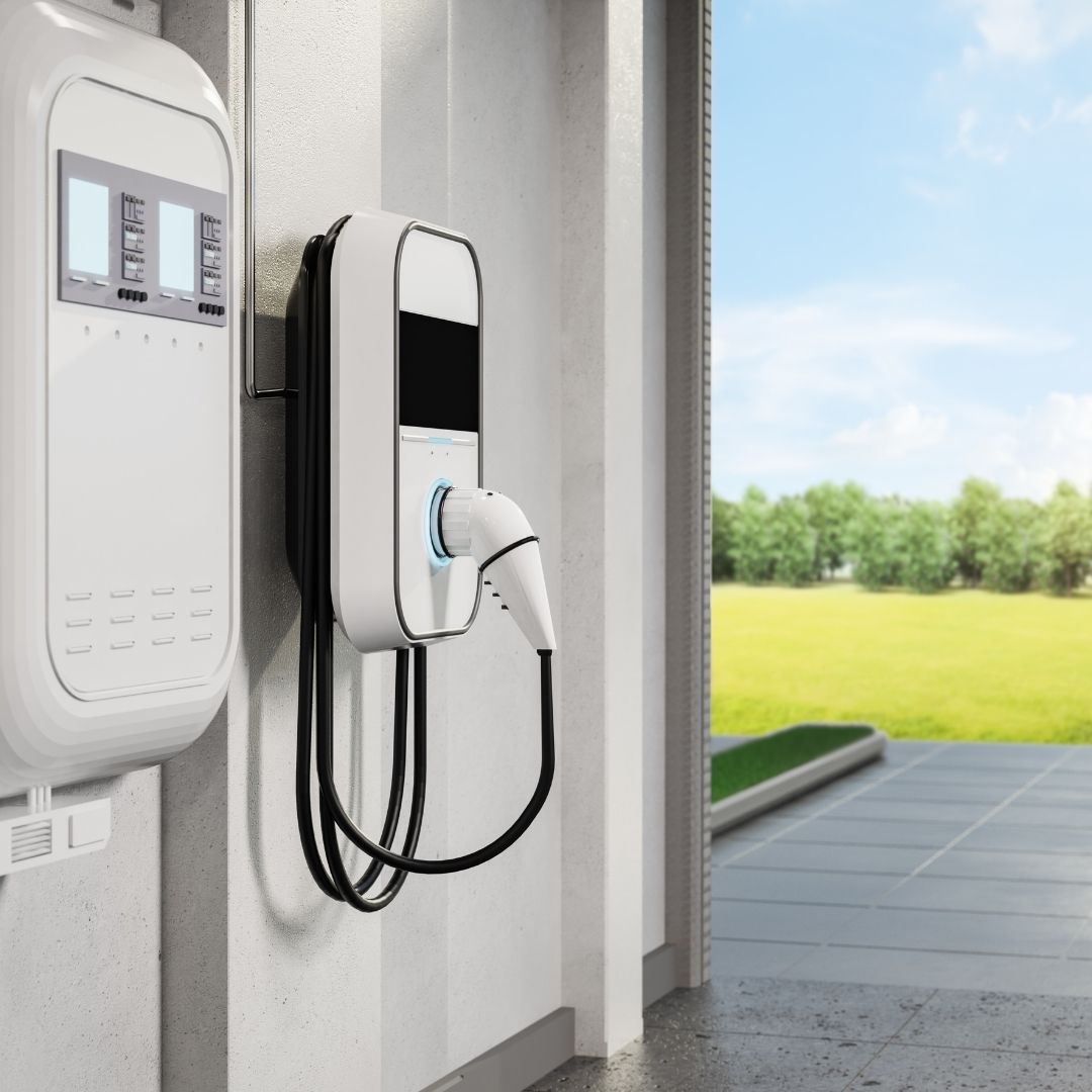 Wall-mounted EV charger installed at a Brisbane home
